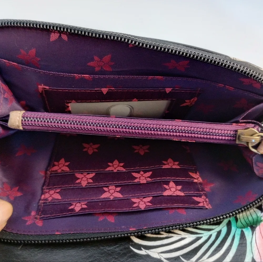 SOLD Anuschka Playful Zebras hand painted leather crossbody & wallet set NWOT - Picture 11 of 16